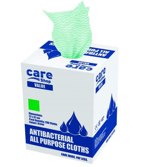 Care Value Antibacterial All Purpose Cloths Green