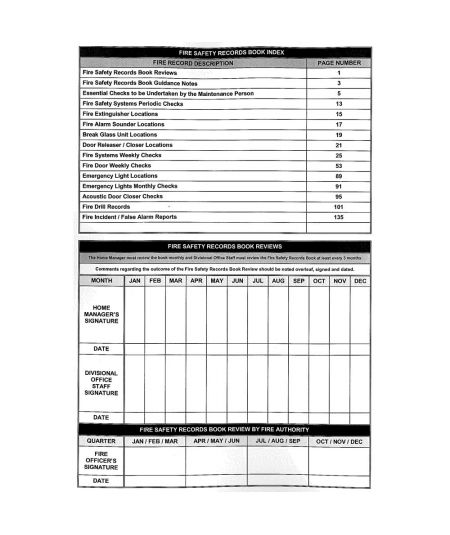 FIRE SAFETY RECORD BOOK EACH