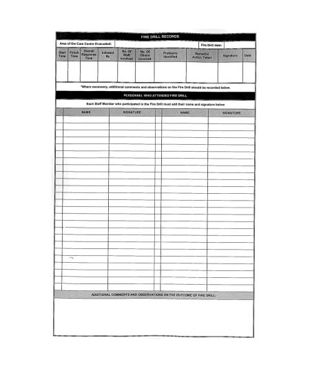 FIRE SAFETY RECORD BOOK EACH