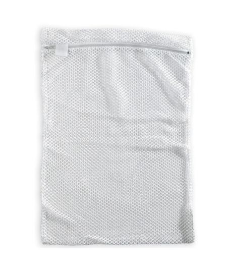Mesh Laundry Bag Zip Closure White 30cmx40cm