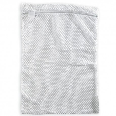 Mesh Laundry Bag Zip Closure White 30cmx40cm
