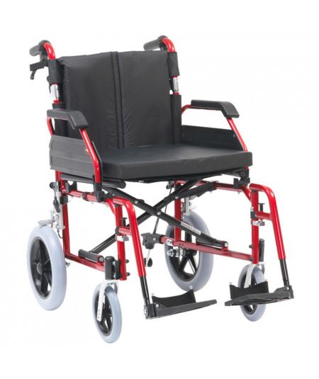 XS Aluminium Transit Wheelchair 50cm Seat Red