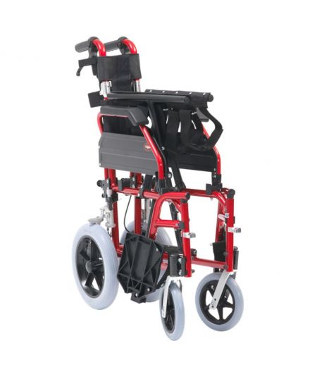 XS Aluminium Transit Wheelchair 50cm Seat Red
